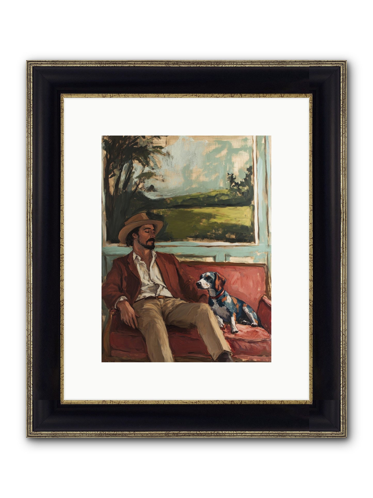 Lazy Day Contentment Framed Print - Black & Gold 9x12