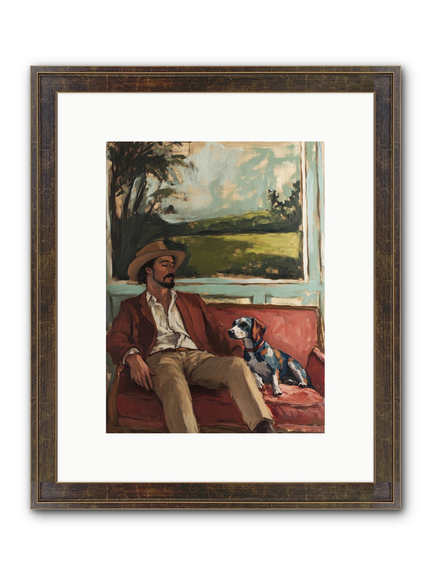 Lazy Day Contentment Framed Print - Slimwoods Black/Gold 9x12