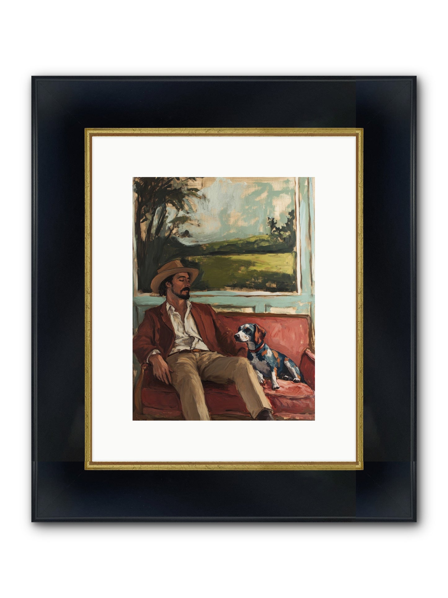 Lazy Day Contentment Framed Print - Wide Black w/Gold 9x12