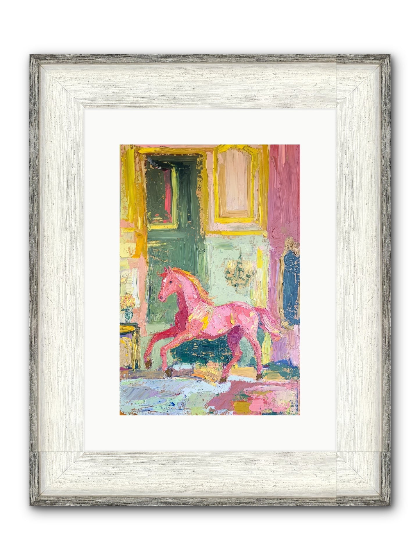 Le Cheval Rose Framed Print - Driftwood White 10x15
