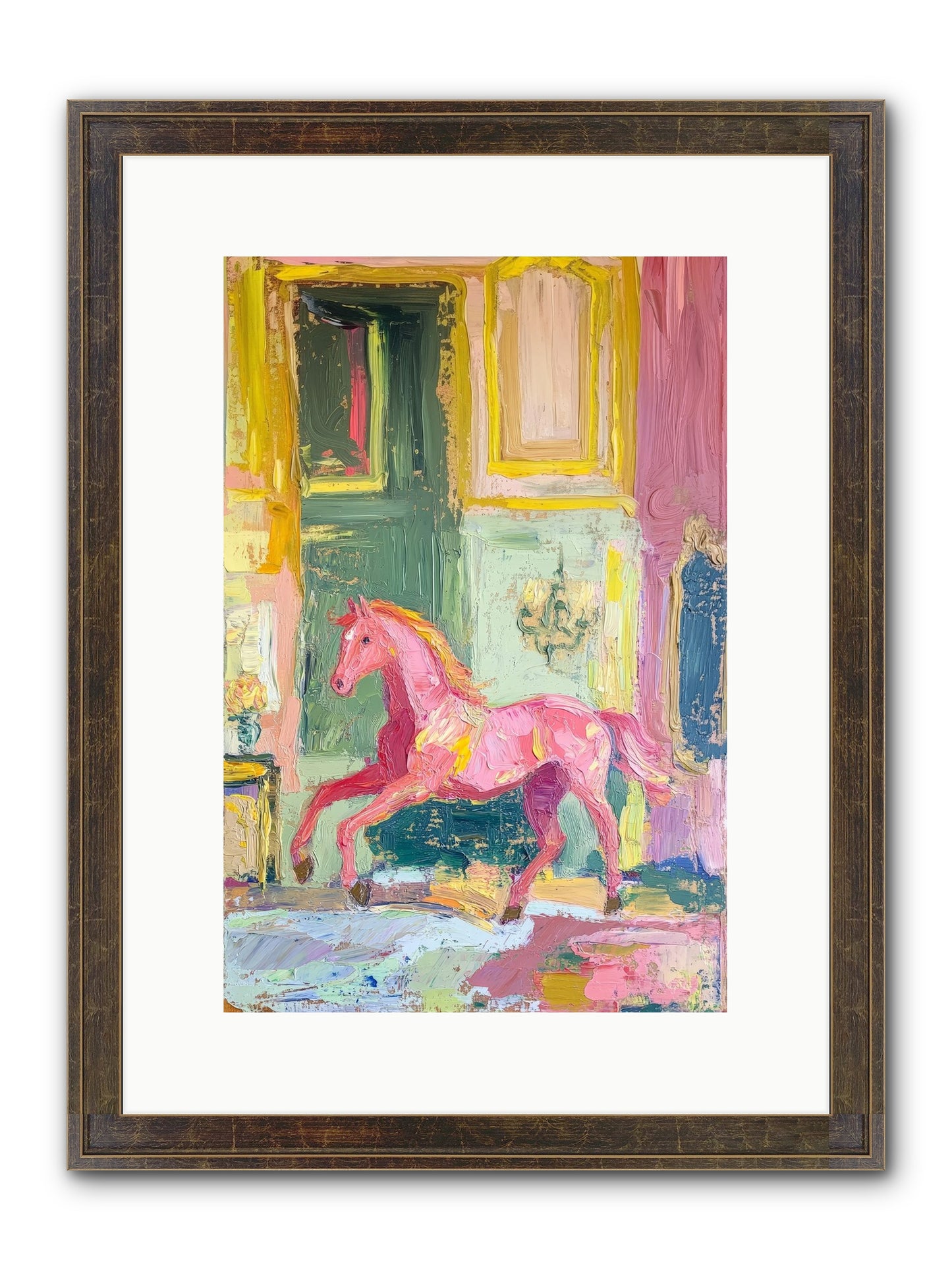 Le Cheval Rose Framed Print - Slimwoods Black/Gold 10x15