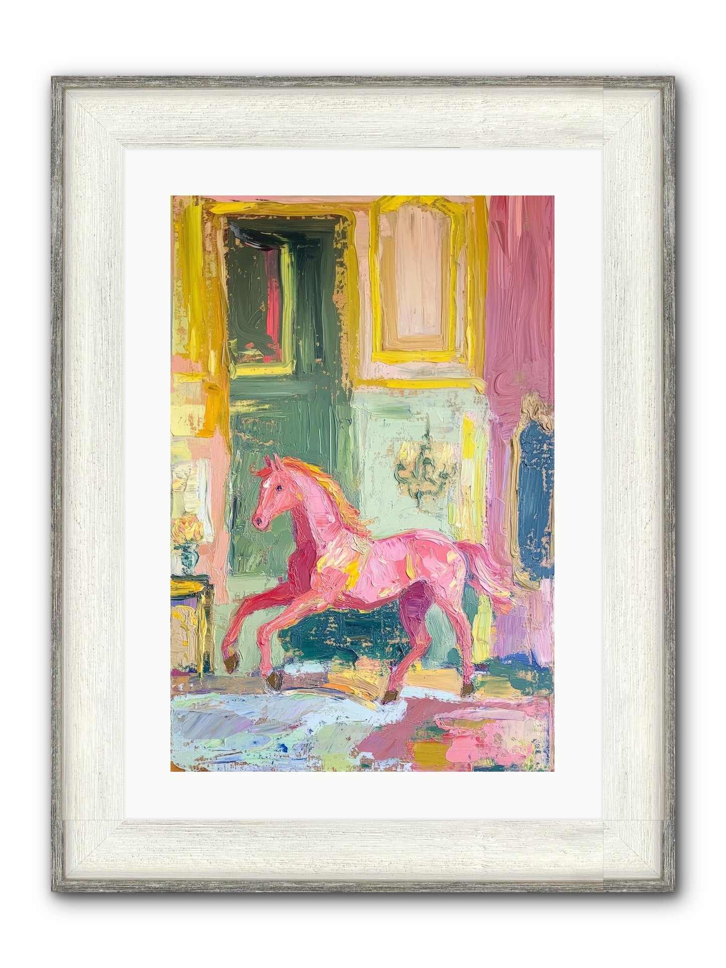Le Cheval Rose Framed Print - Driftwood White 16x24