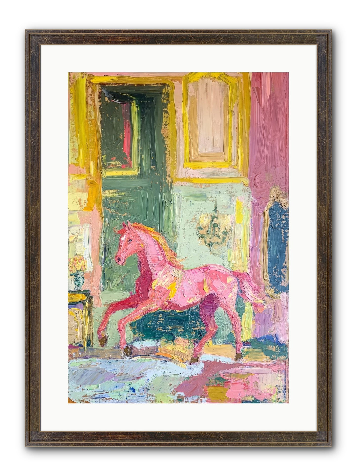 Le Cheval Rose Framed Print - Slimwoods Black/Gold 16x24