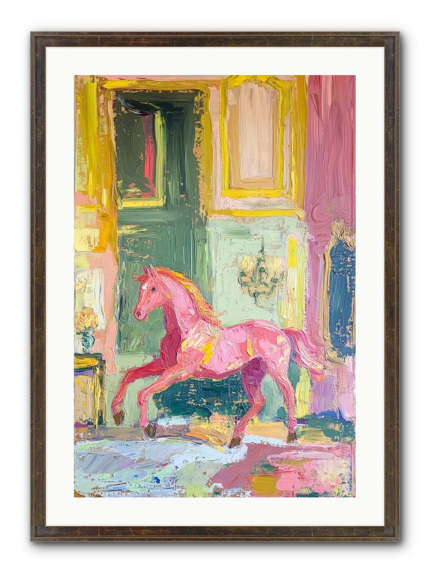 Le Cheval Rose Framed Print - Slimwoods Black/Gold 20x30