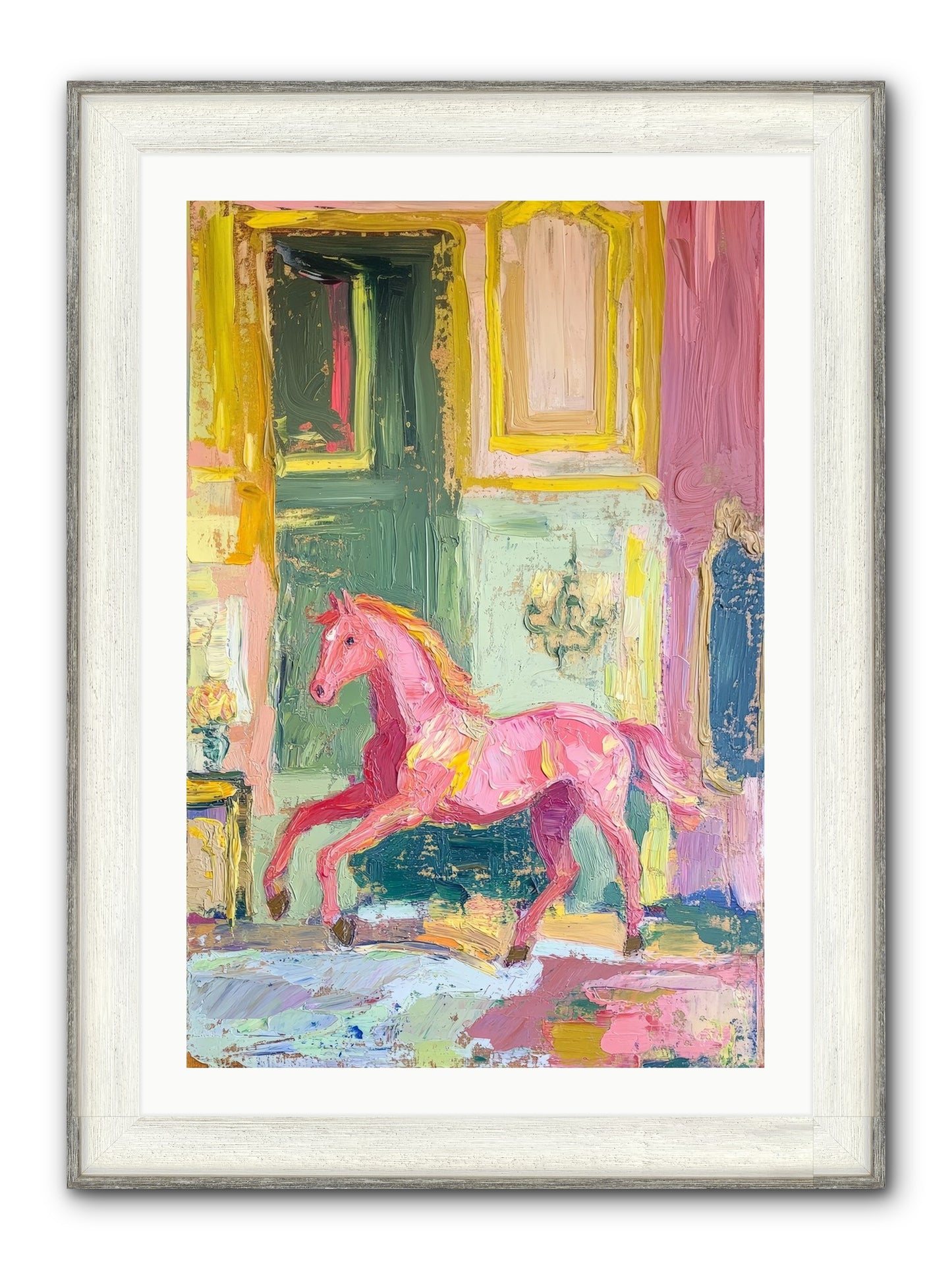 Le Cheval Rose Framed Print - Driftwood White 24x36