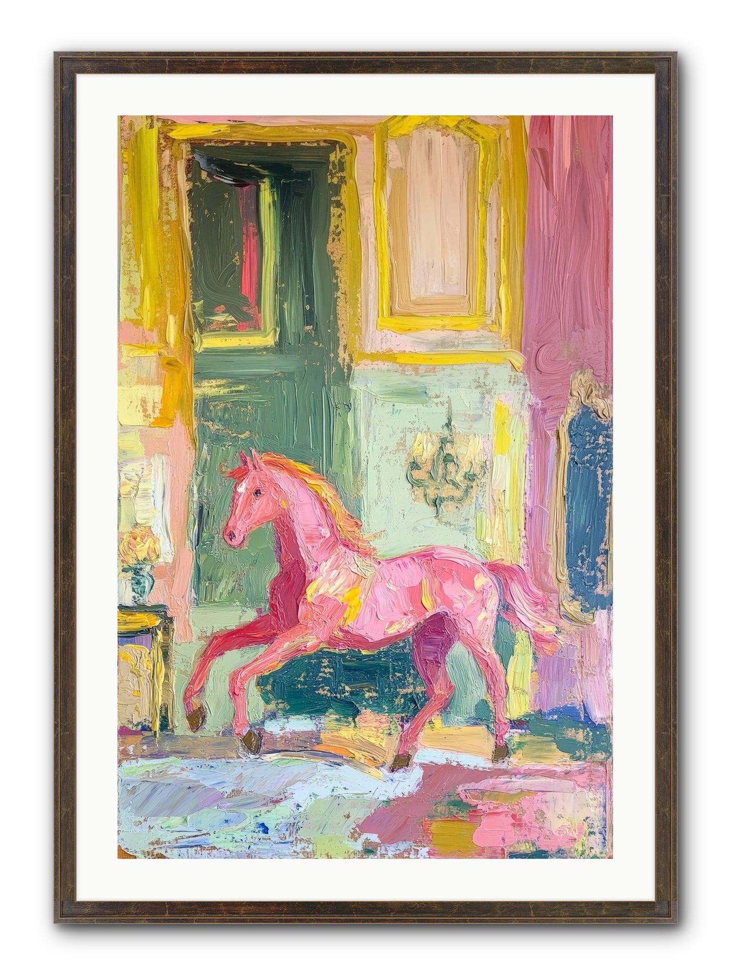 Le Cheval Rose Framed Print - Slimwoods Black/Gold 24x36