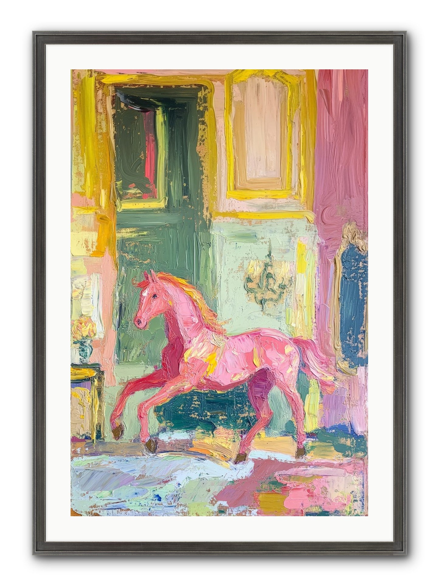 Le Cheval Rose Framed Print - Slimwoods Black/Silver 24x36
