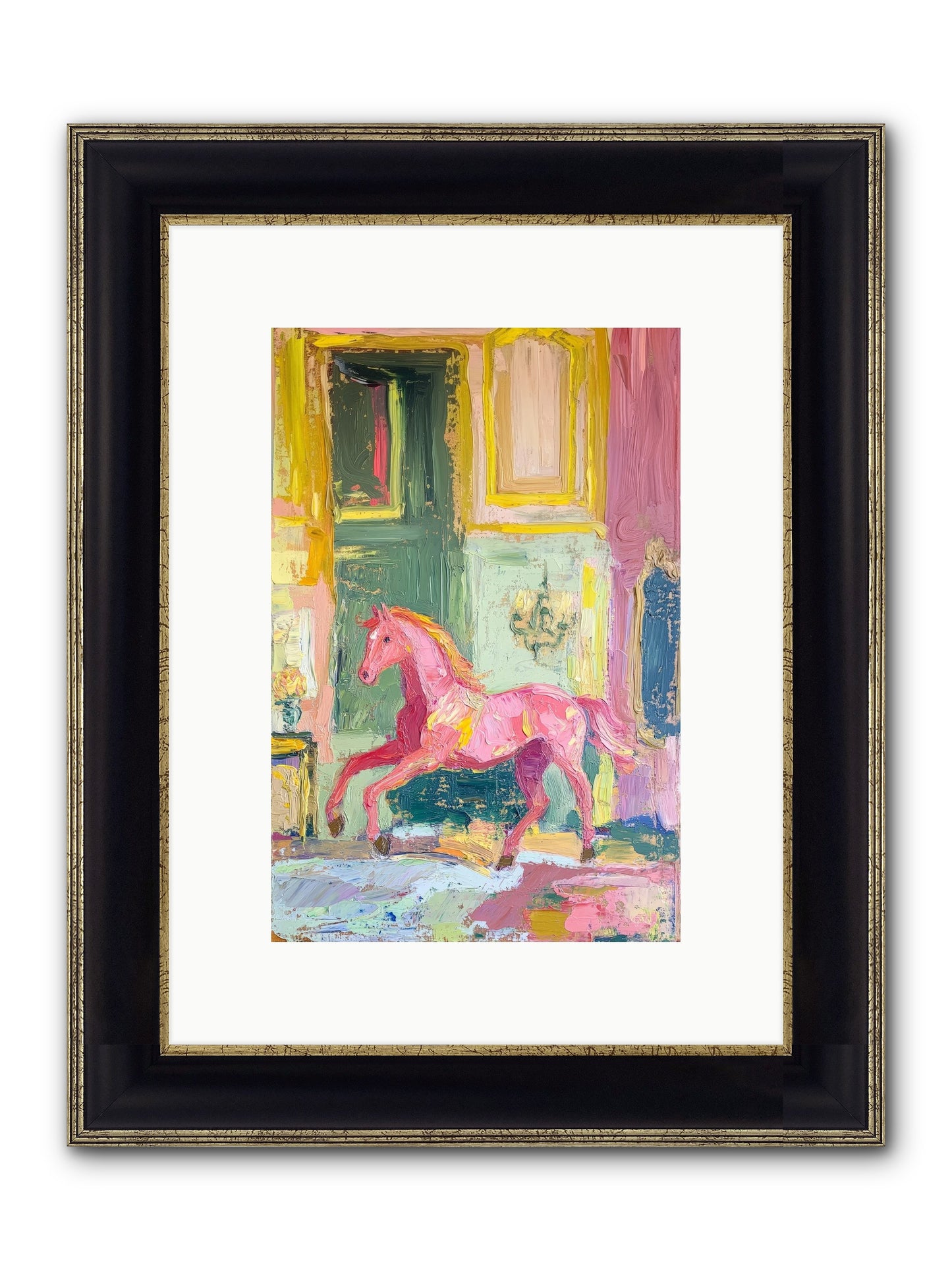 Le Cheval Rose Framed Print - Black & Gold 8x12