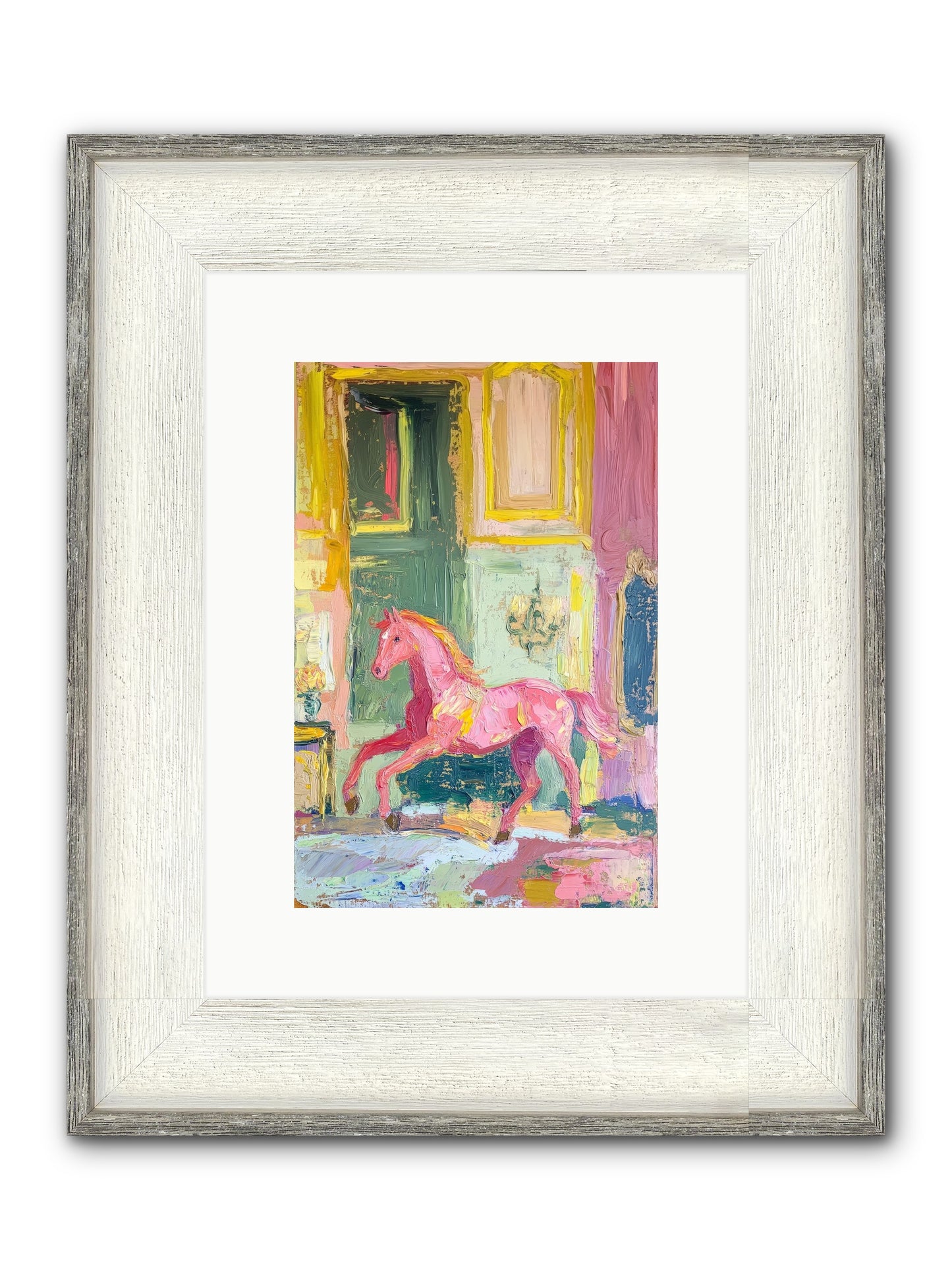 Le Cheval Rose Framed Print - Driftwood White 8x12