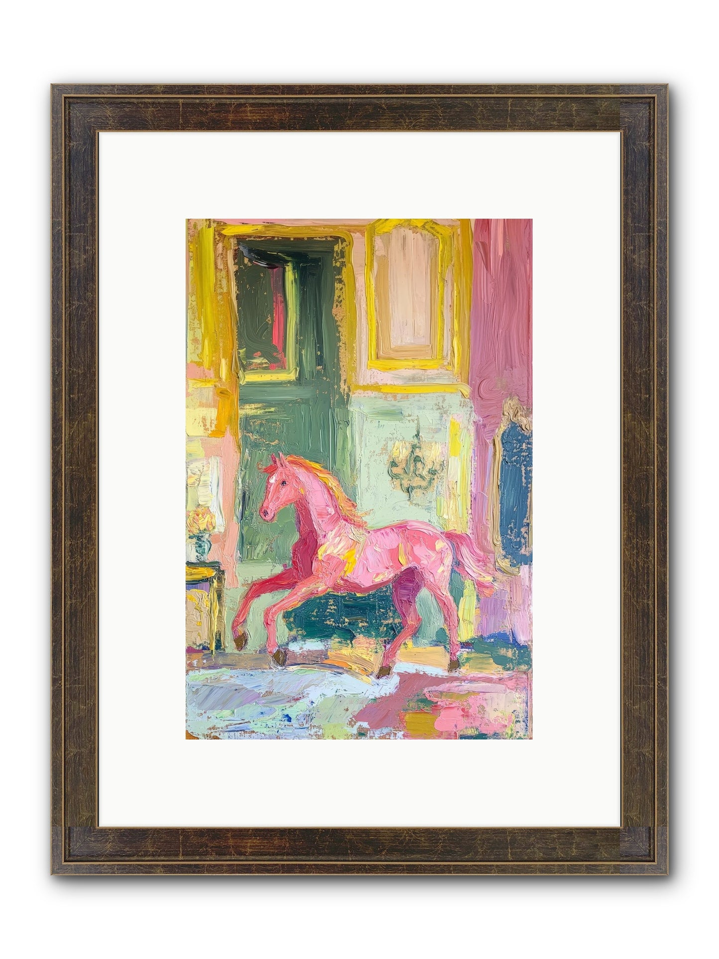 Le Cheval Rose Framed Print - Slimwoods Black/Gold 8x12