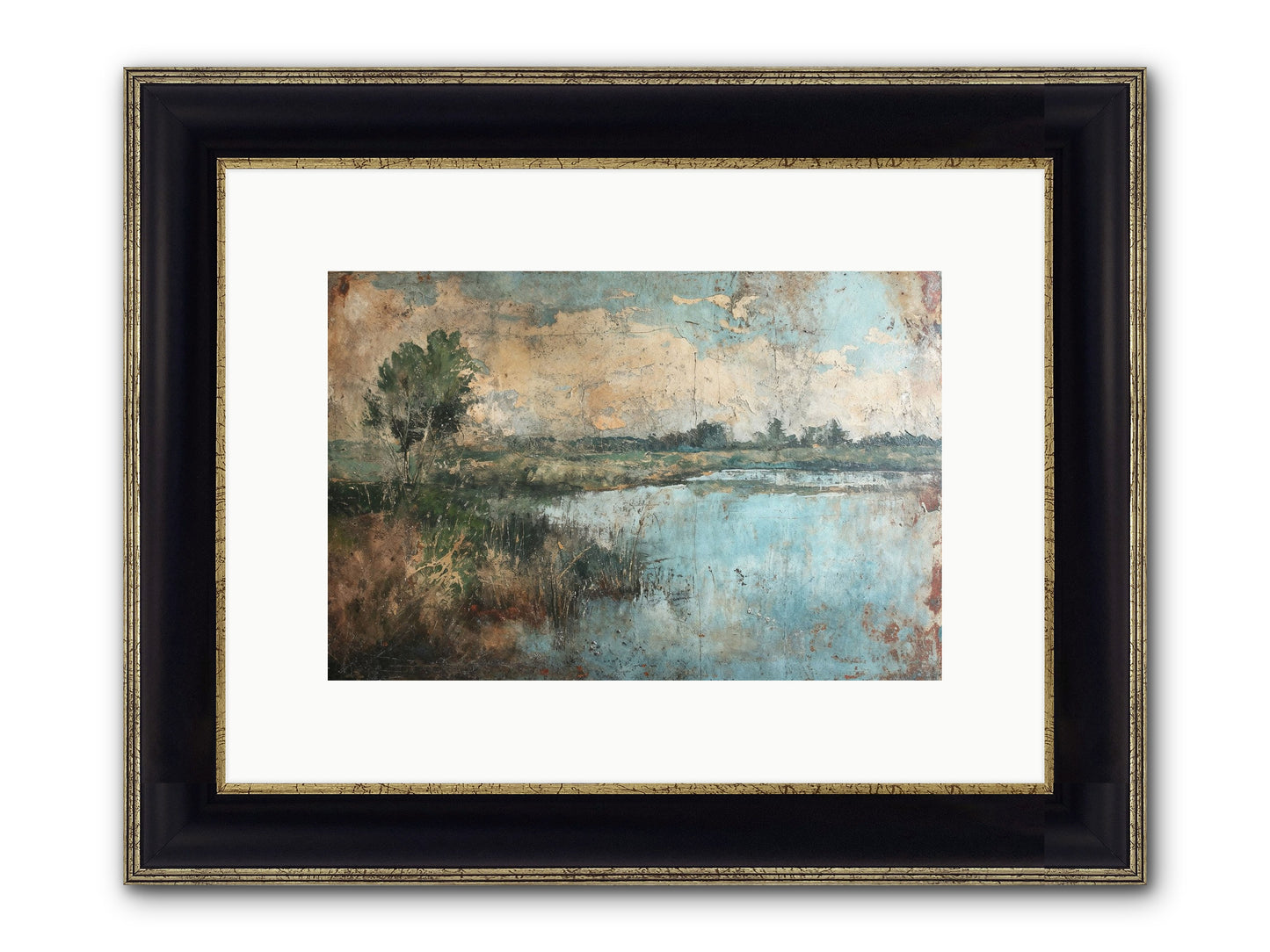 Leaves Follow Framed Print - Black & Gold 12x8