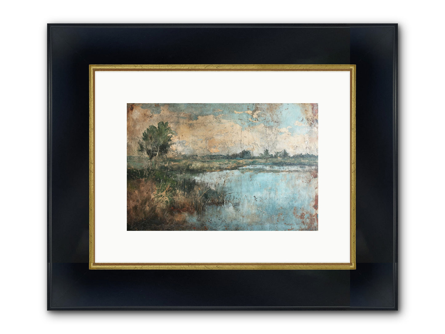 Leaves Follow Framed Print - Wide Black w/Gold 12x8