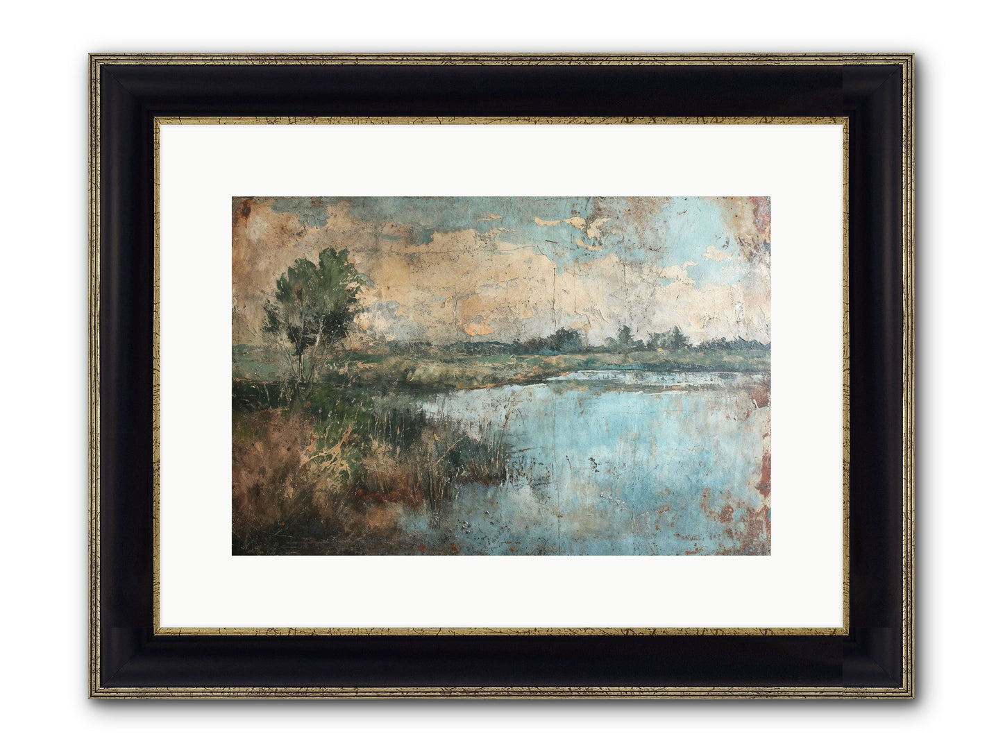 Leaves Follow Framed Print - Black & Gold 15x10