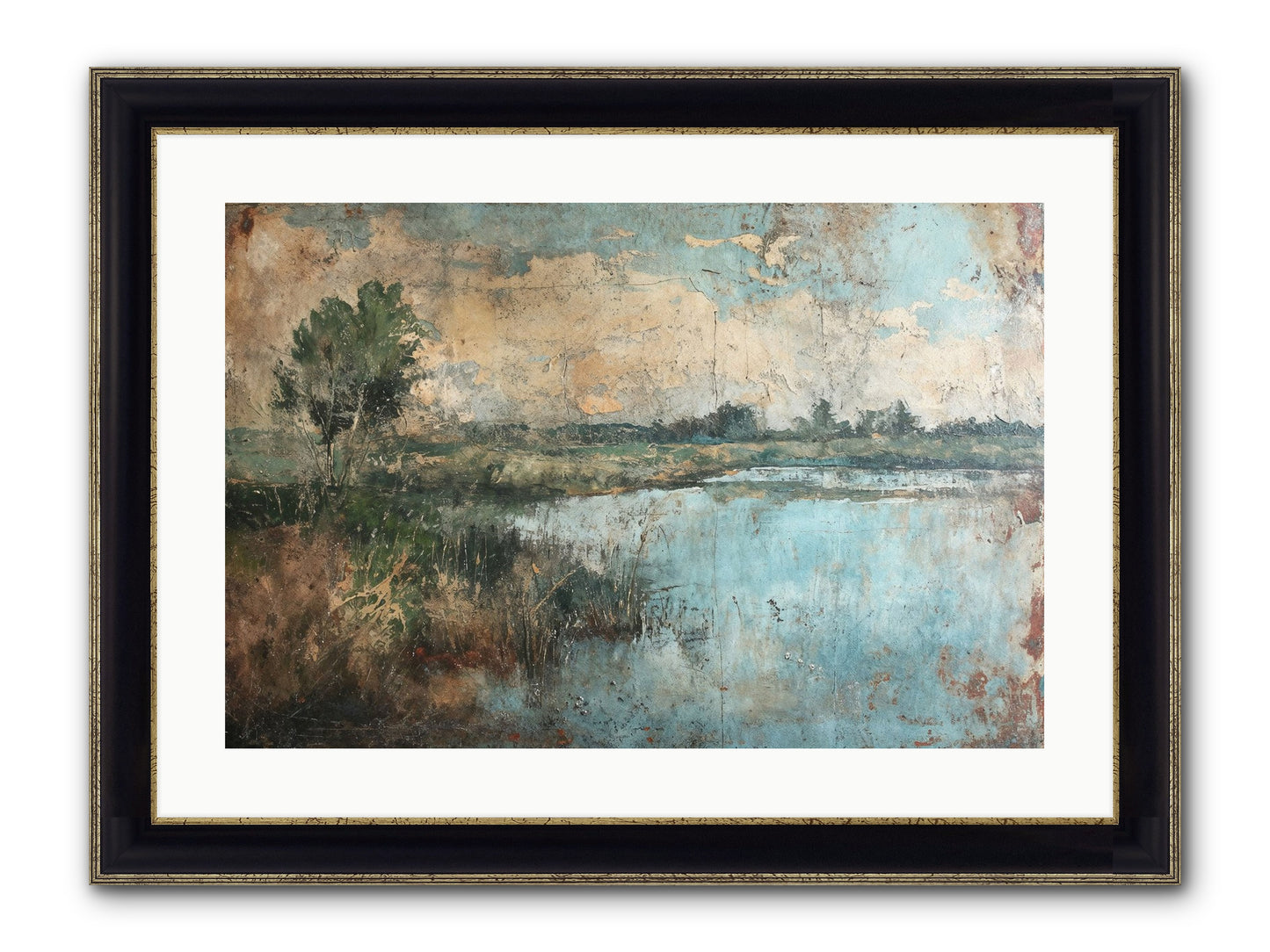 Leaves Follow Framed Print - Black & Gold 24x16