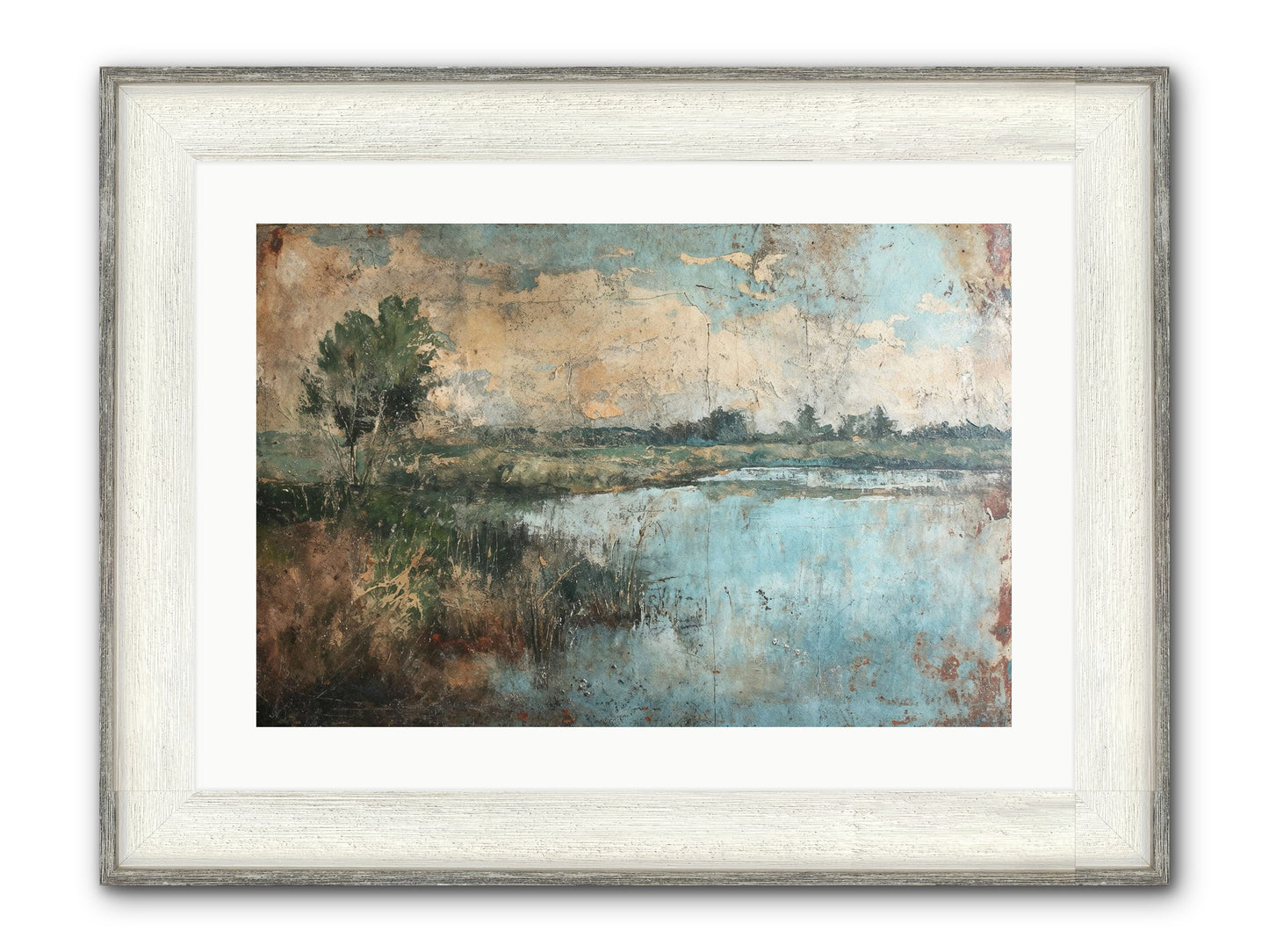 Leaves Follow Framed Print - Driftwood White 24x16