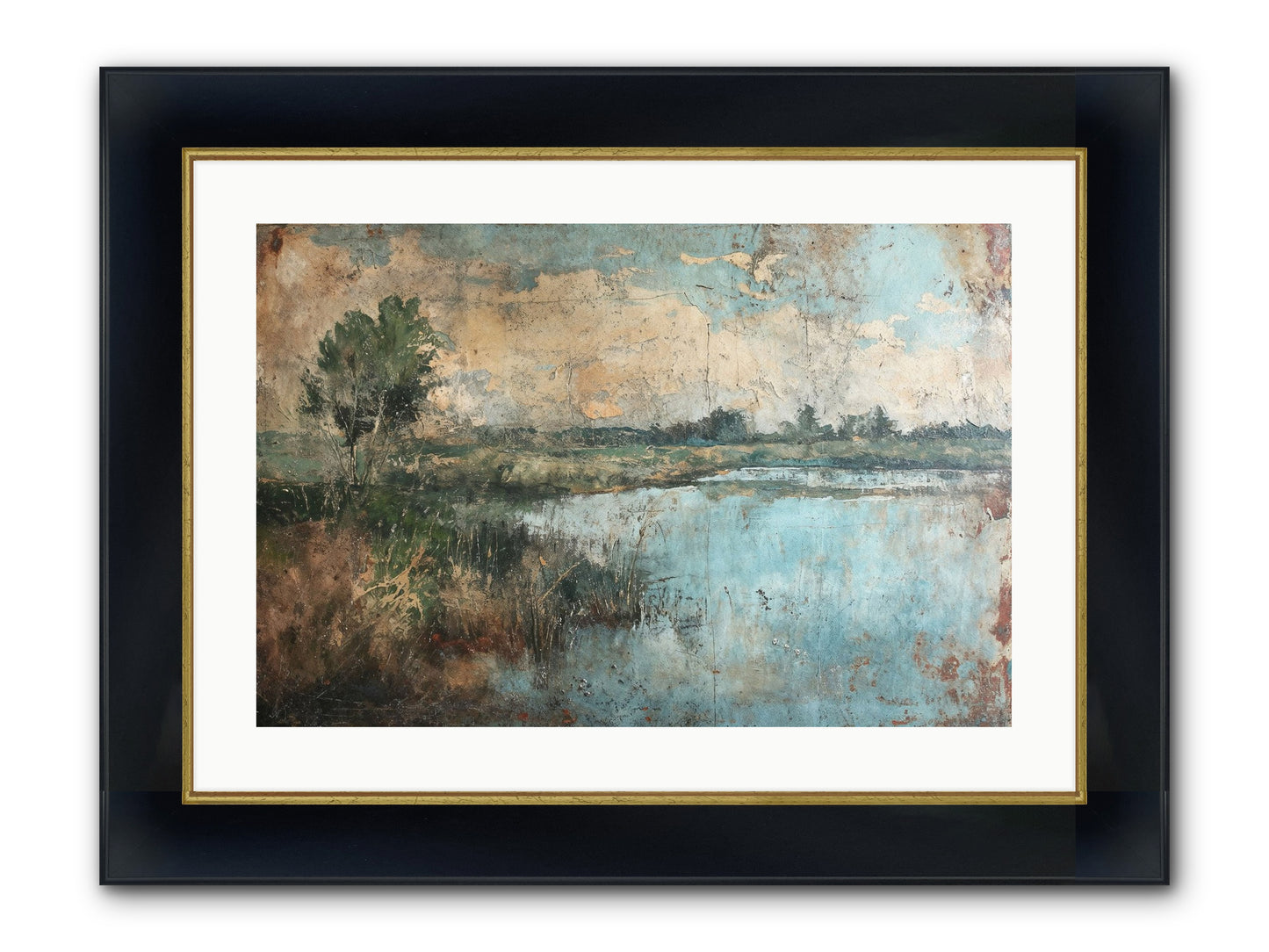Leaves Follow Framed Print - Wide Black w/Gold 24x16