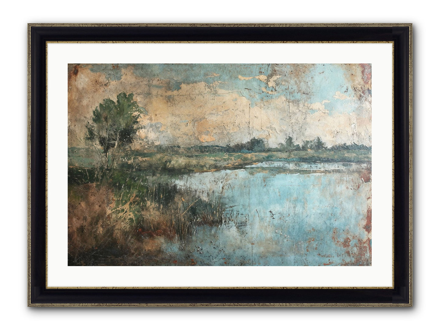 Leaves Follow Framed Print - Black & Gold 30x20
