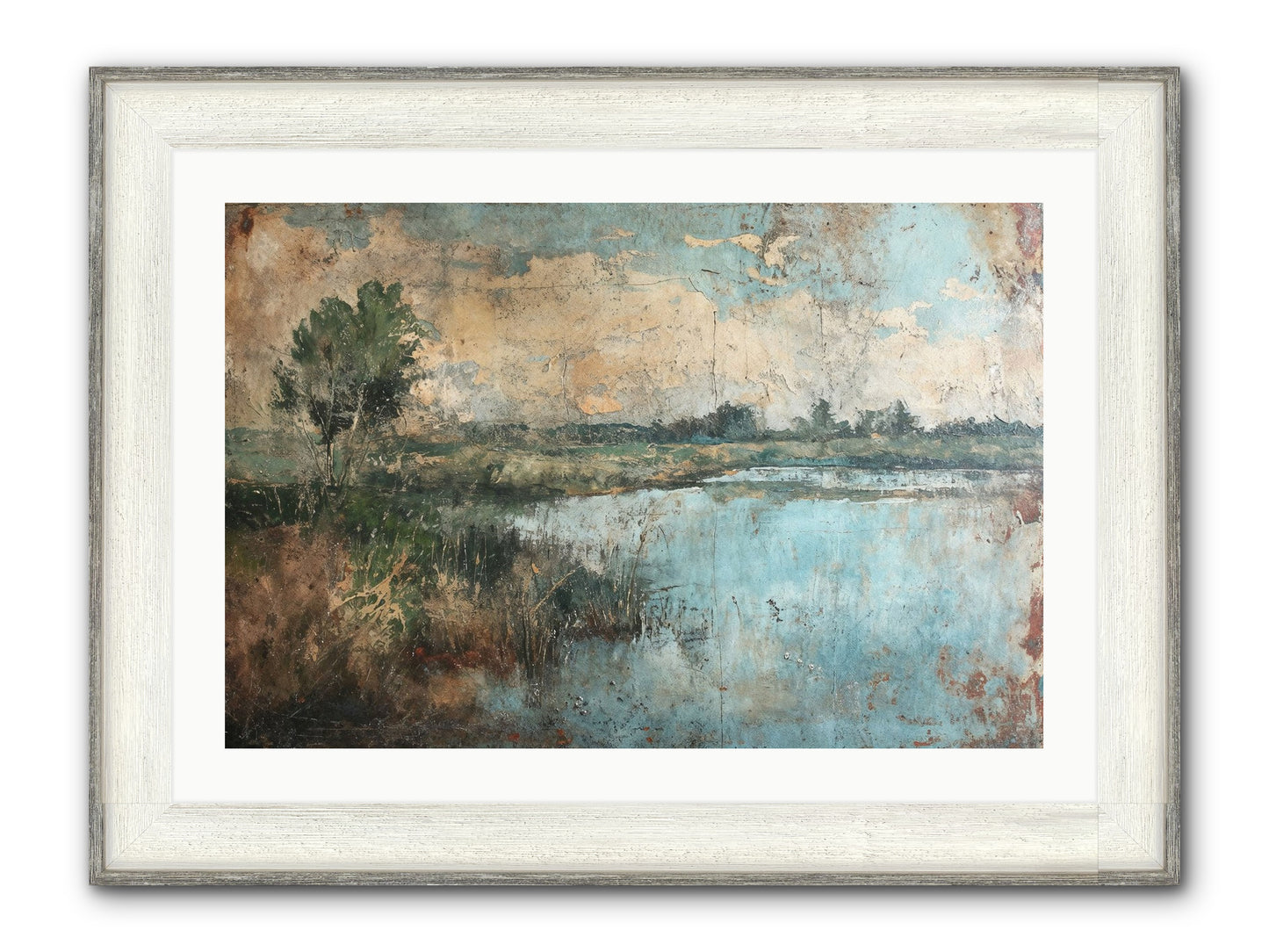 Leaves Follow Framed Print - Driftwood White 30x20