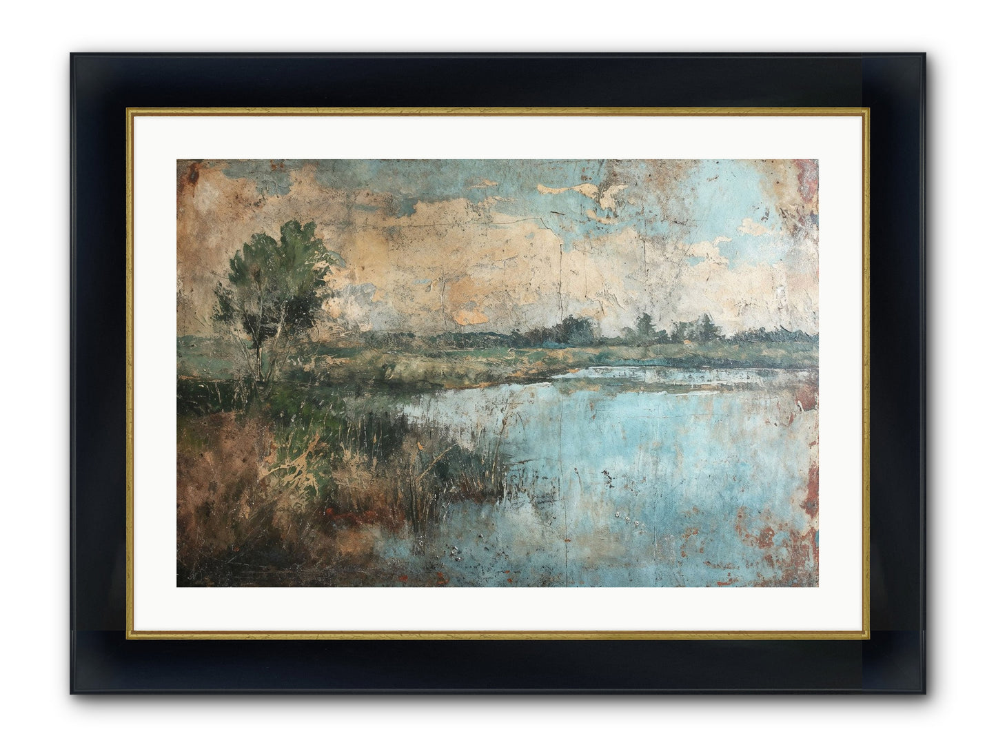 Leaves Follow Framed Print - Wide Black w/Gold 30x20