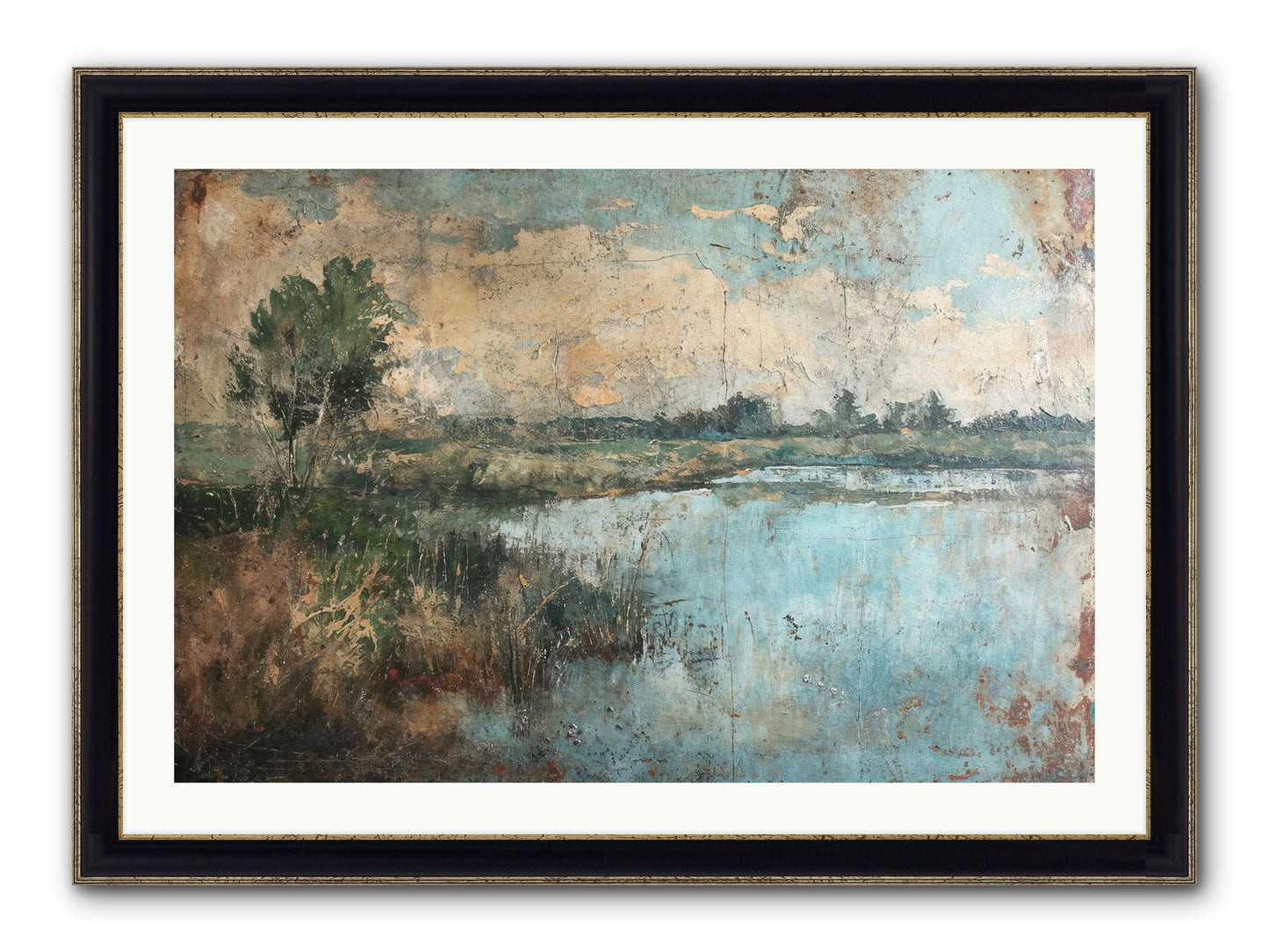 Leaves Follow Framed Print - Black & Gold 36x24