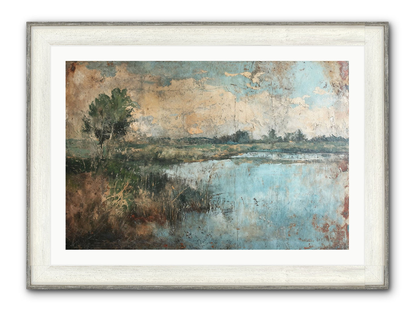 Leaves Follow Framed Print - Driftwood White 36x24