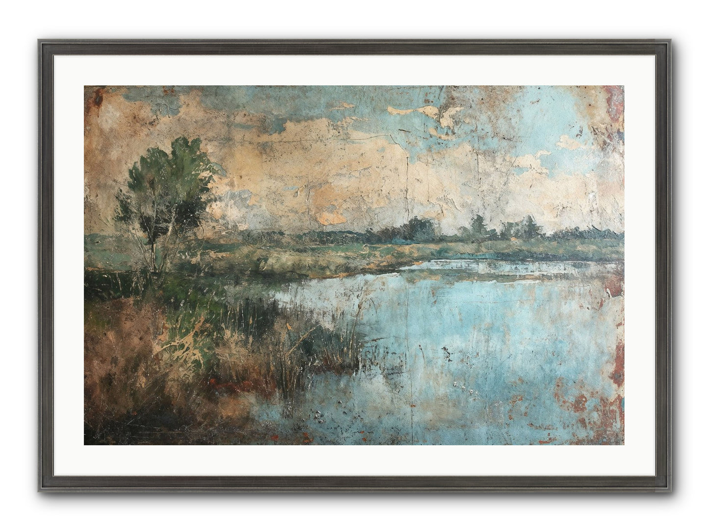 Leaves Follow Framed Print - Slimwoods Black/Silver 36x24