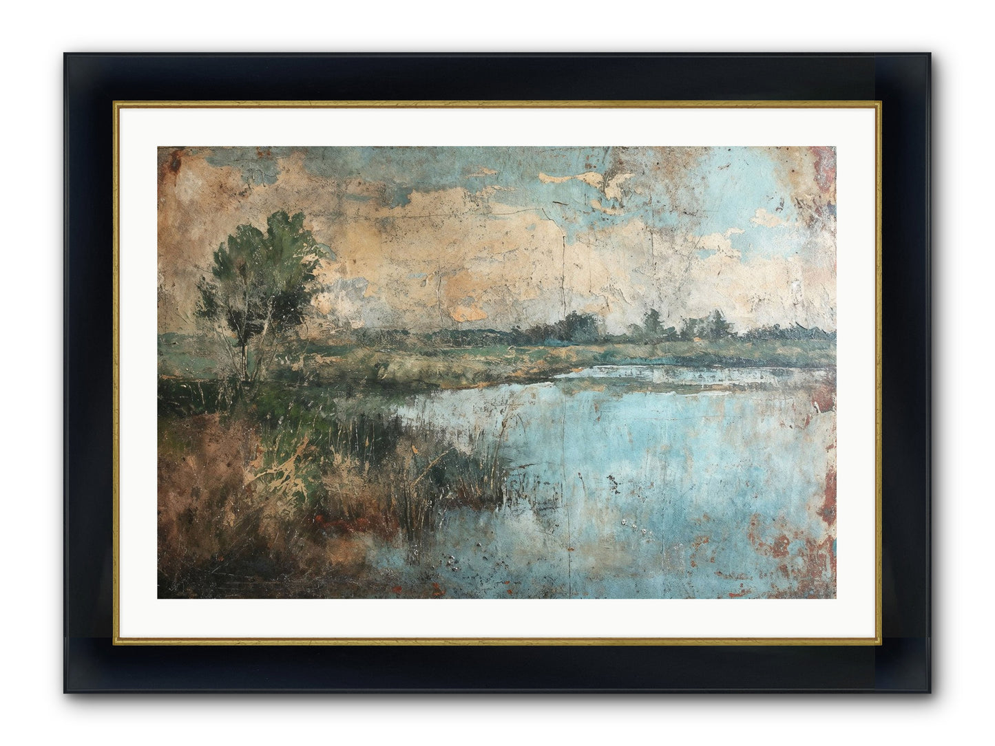 Leaves Follow Framed Print - Wide Black w/Gold 36x24