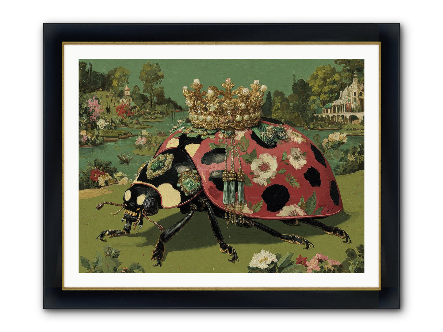 Leisure In Sunlit Haze Framed Print - Wide Black w/Gold 40x30