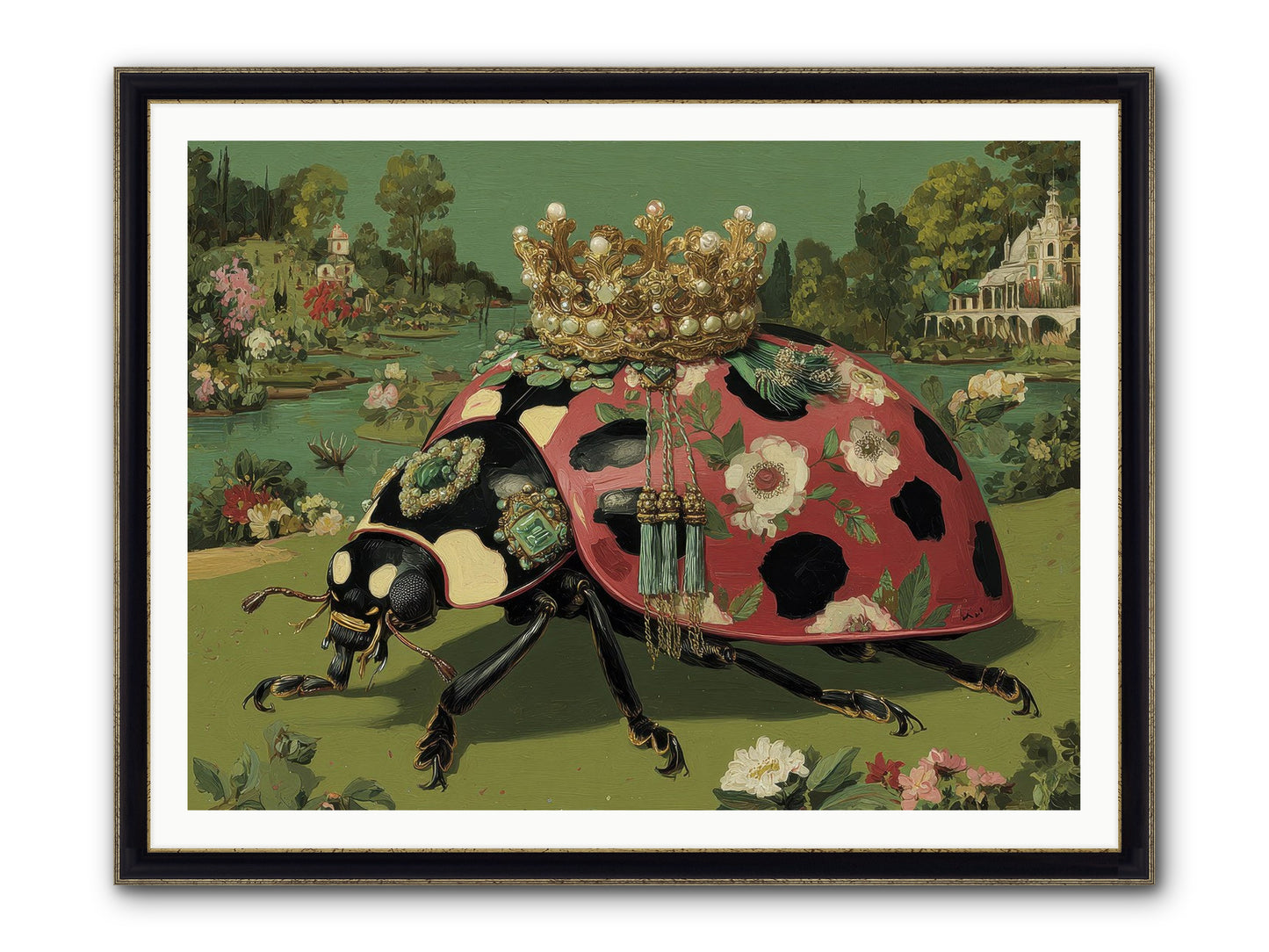 Leisure In Sunlit Haze Framed Print - Black & Gold 48x36