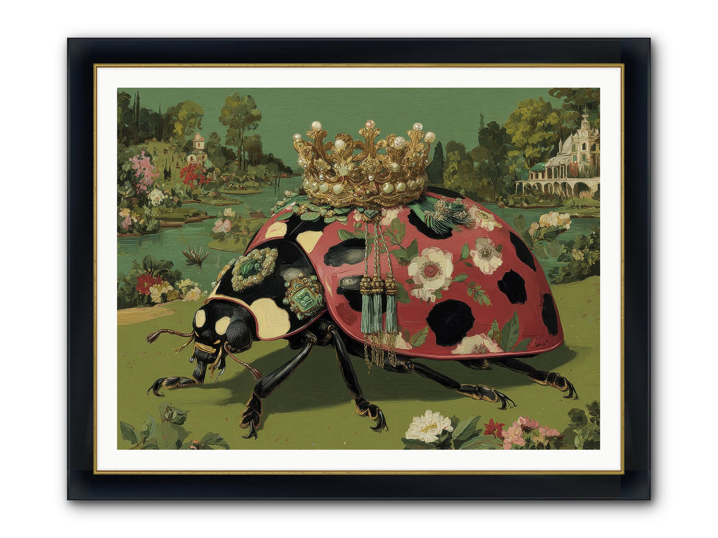 Leisure In Sunlit Haze Framed Print - Wide Black w/Gold 48x36