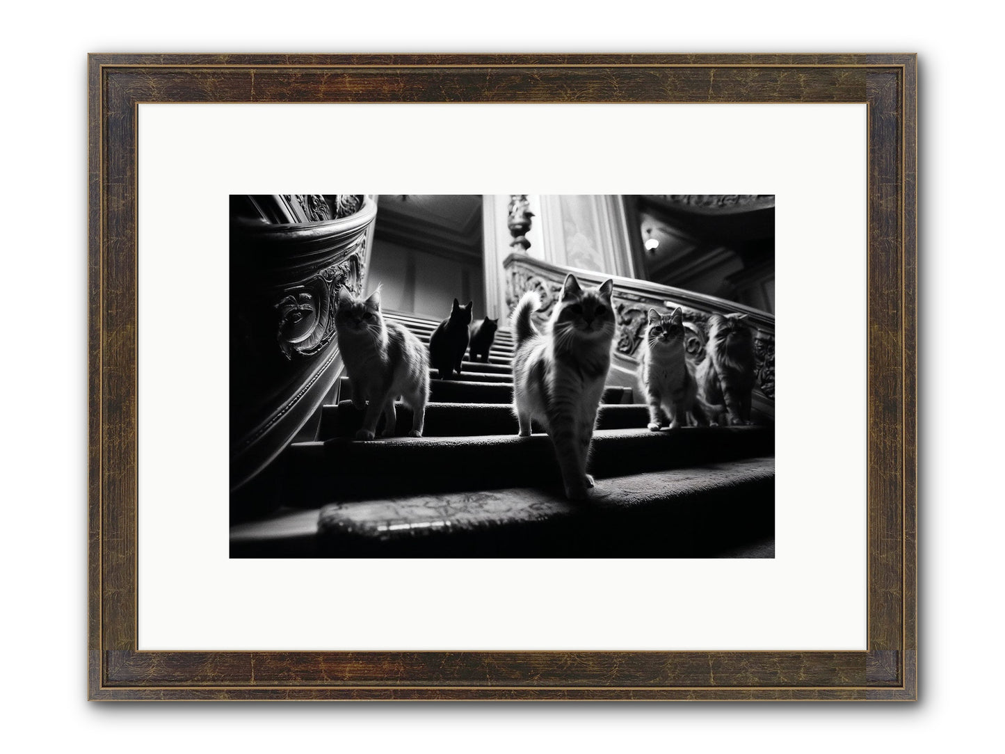 Les Chats Framed Print - Slimwoods Black/Gold 12x8