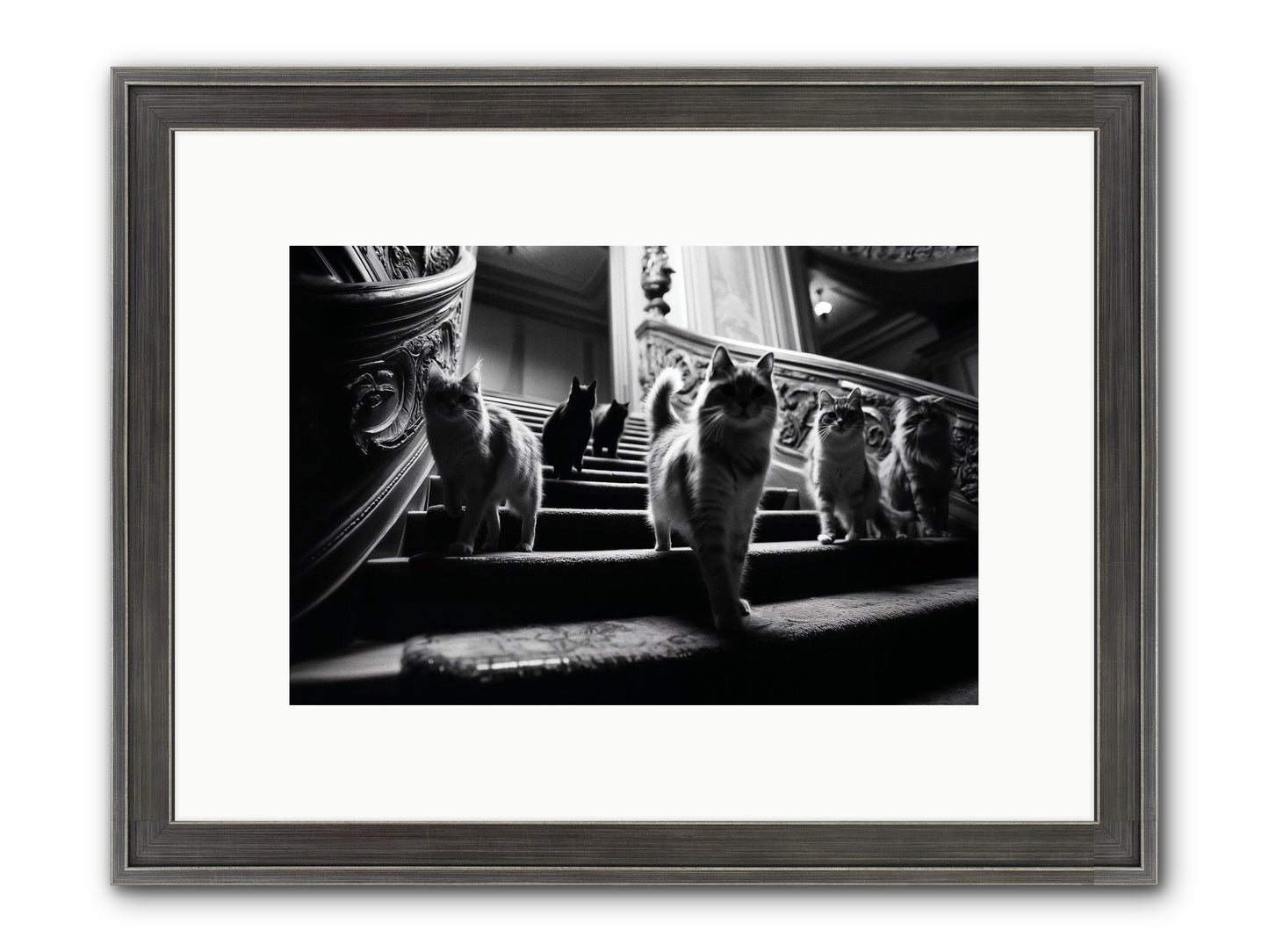 Les Chats Framed Print - Slimwoods Black/Silver 12x8