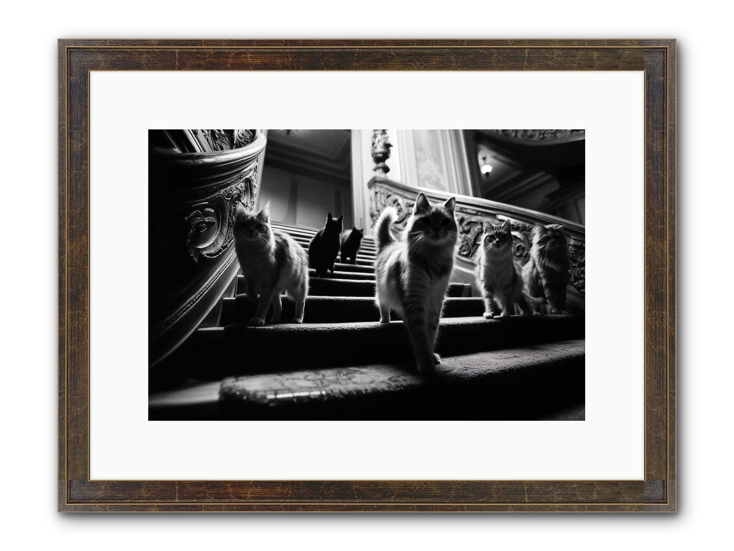 Les Chats Framed Print - Slimwoods Black/Gold 15x10