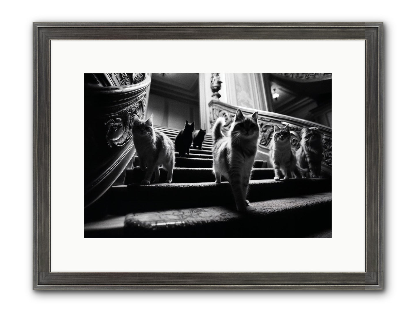 Les Chats Framed Print - Slimwoods Black/Silver 15x10