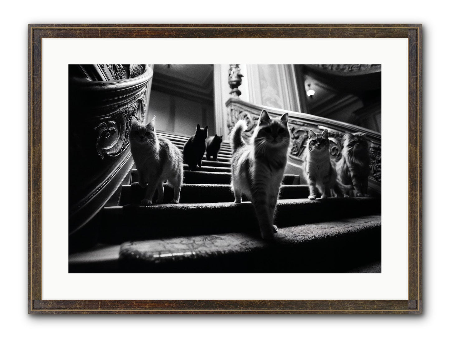 Les Chats Framed Print - Slimwoods Black/Gold 24x16