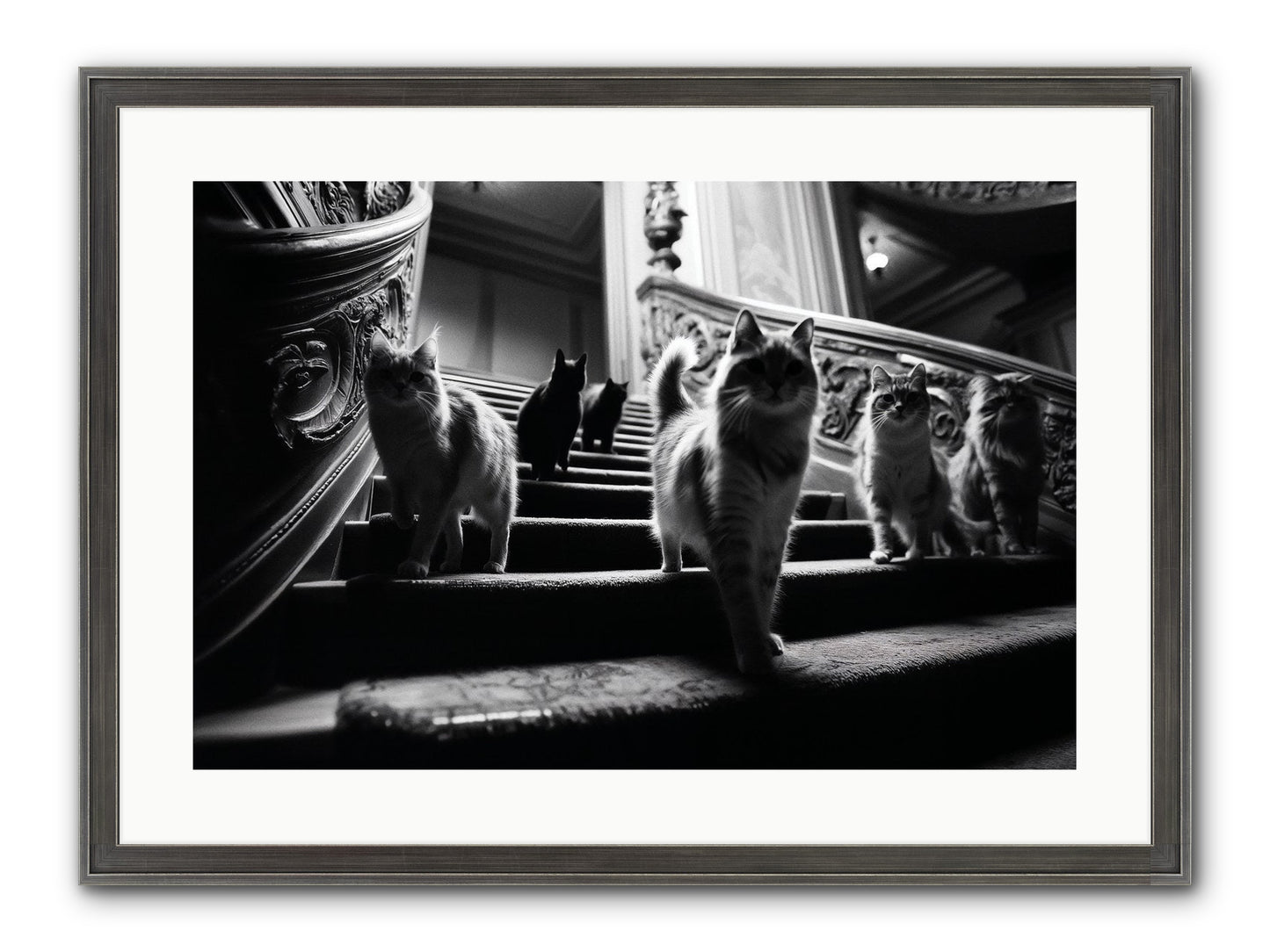 Les Chats Framed Print - Slimwoods Black/Silver 24x16