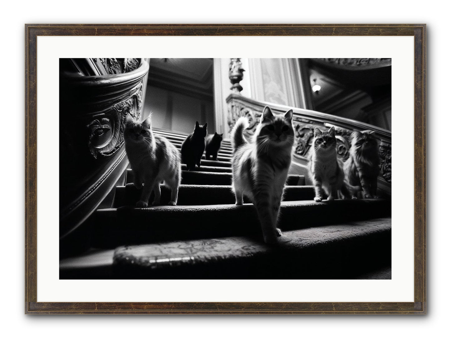 Les Chats Framed Print - Slimwoods Black/Gold 30x20