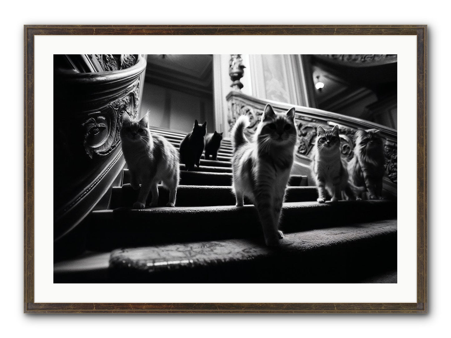 Les Chats Framed Print - Slimwoods Black/Gold 36x24