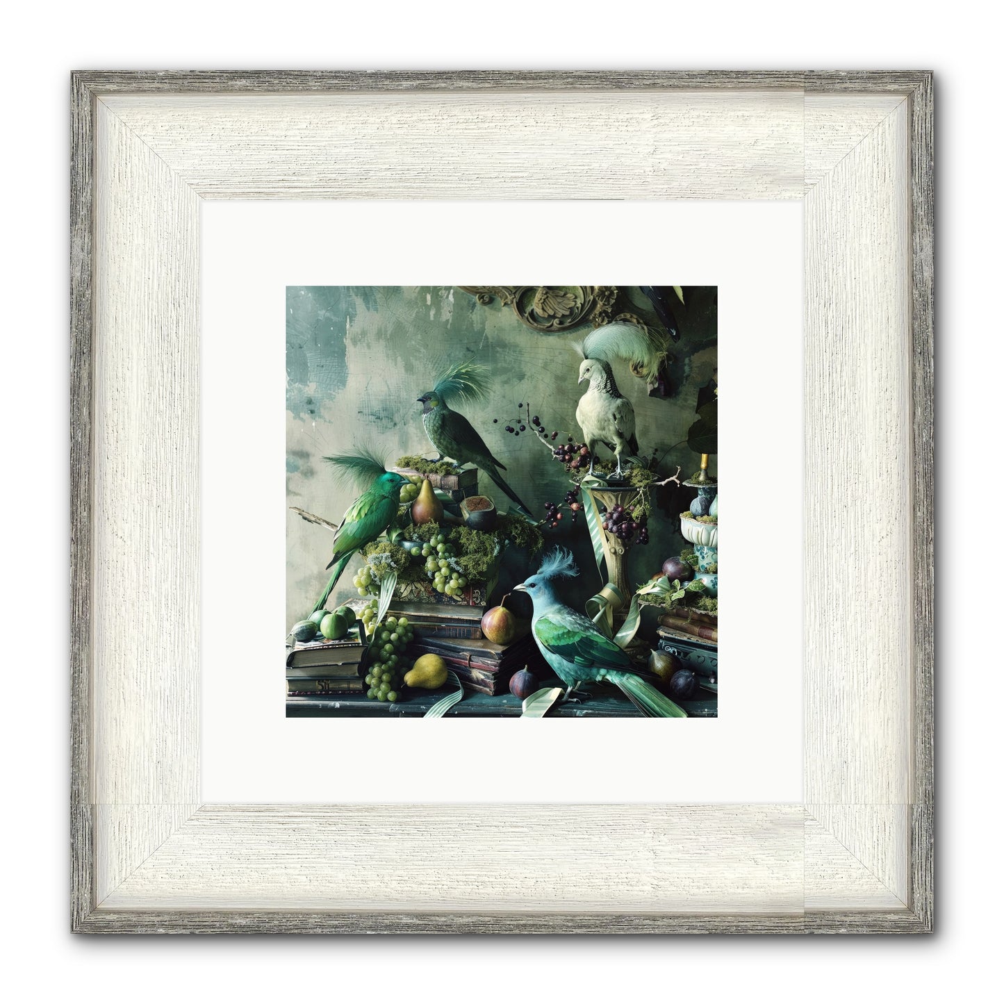 Les Oiseaux Exquis Framed Print - Driftwood White 10x10