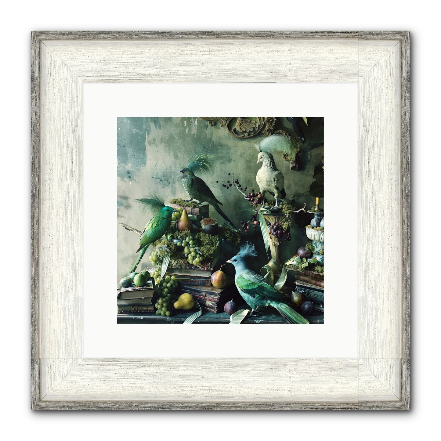 Les Oiseaux Exquis Framed Print - Driftwood White 12x12