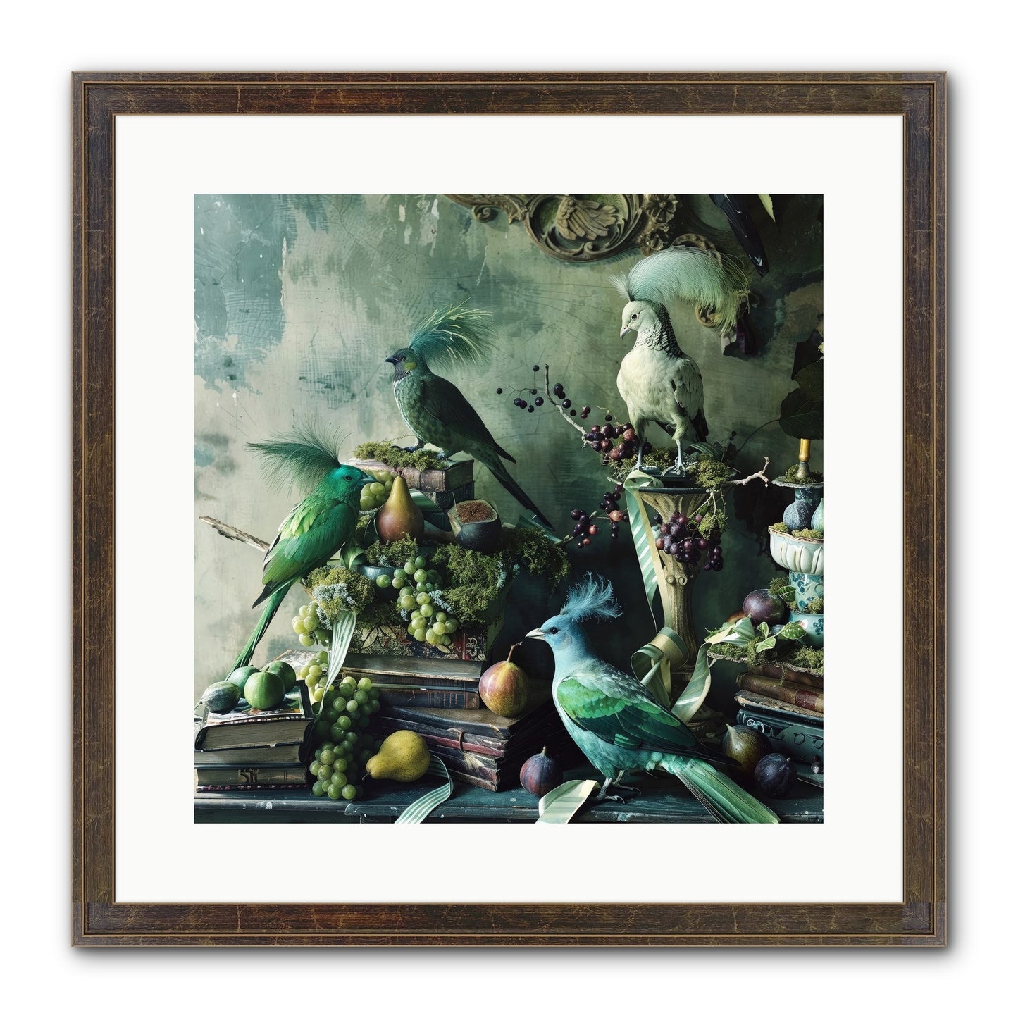 Les Oiseaux Exquis Framed Print - Slimwoods Black/Gold 16x16