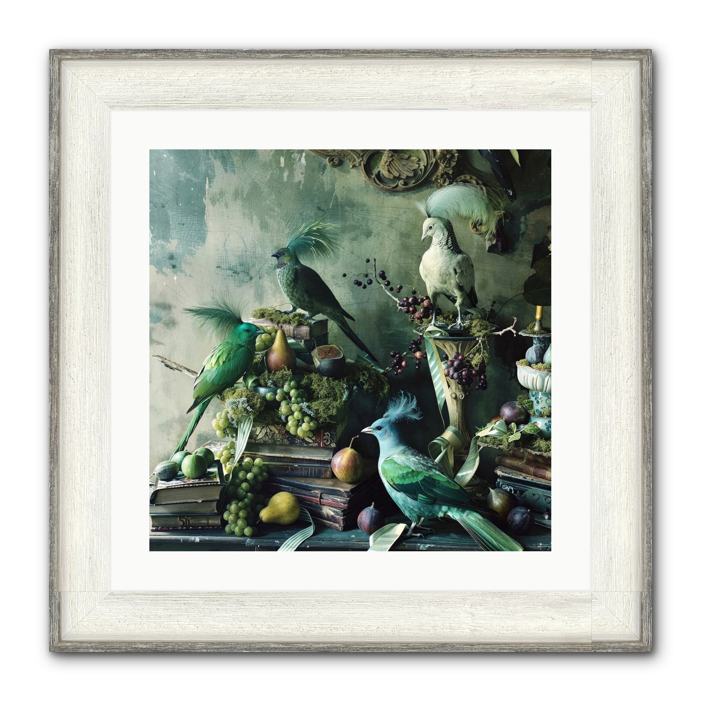 Les Oiseaux Exquis Framed Print - Driftwood White 20x20