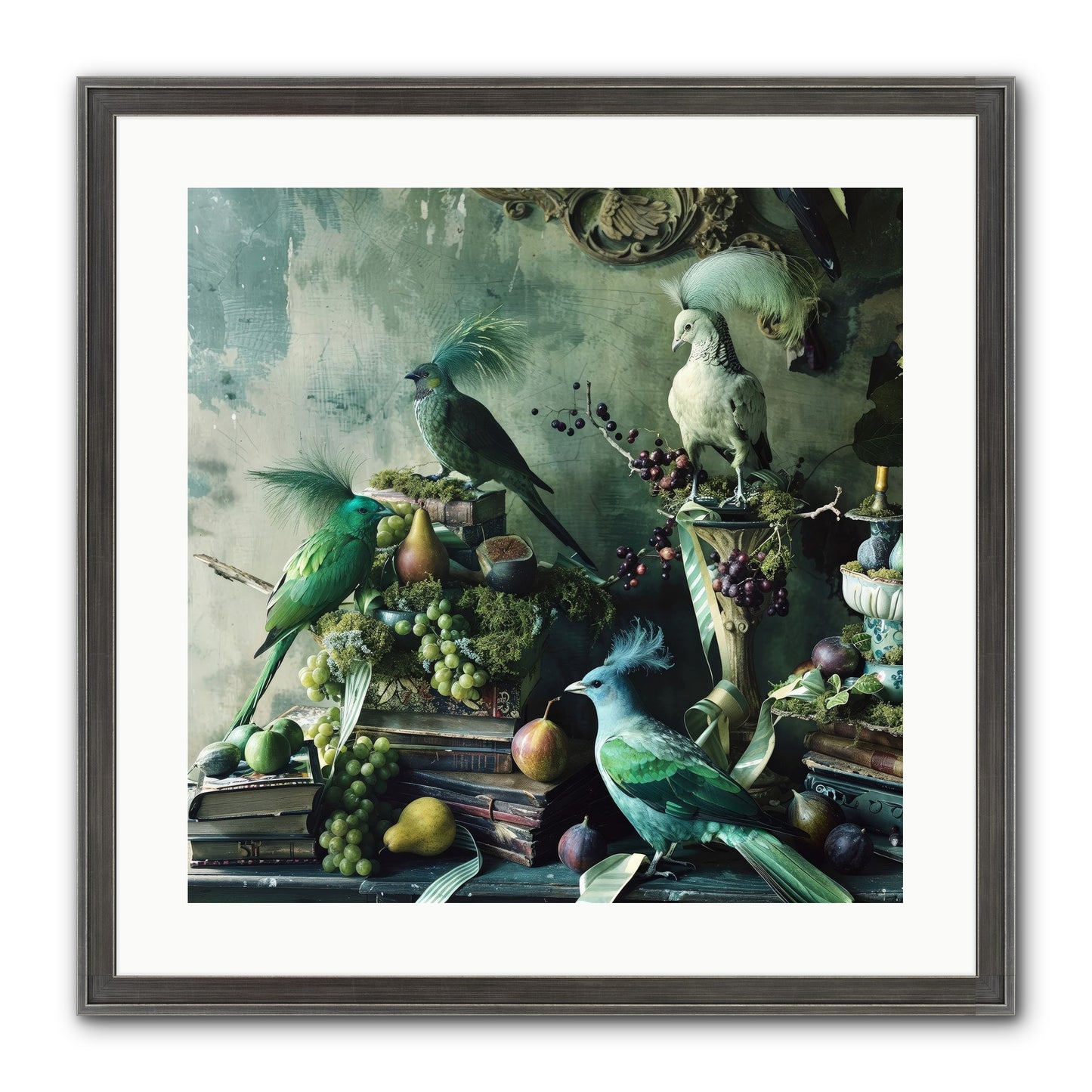 Les Oiseaux Exquis Framed Print - Slimwoods Black/Silver 20x20