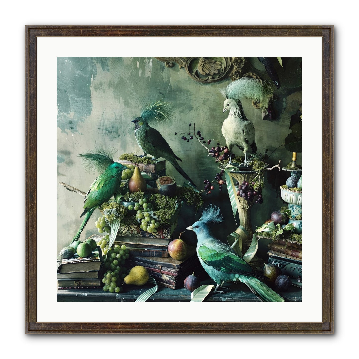 Les Oiseaux Exquis Framed Print - Slimwoods Black/Gold 24x24