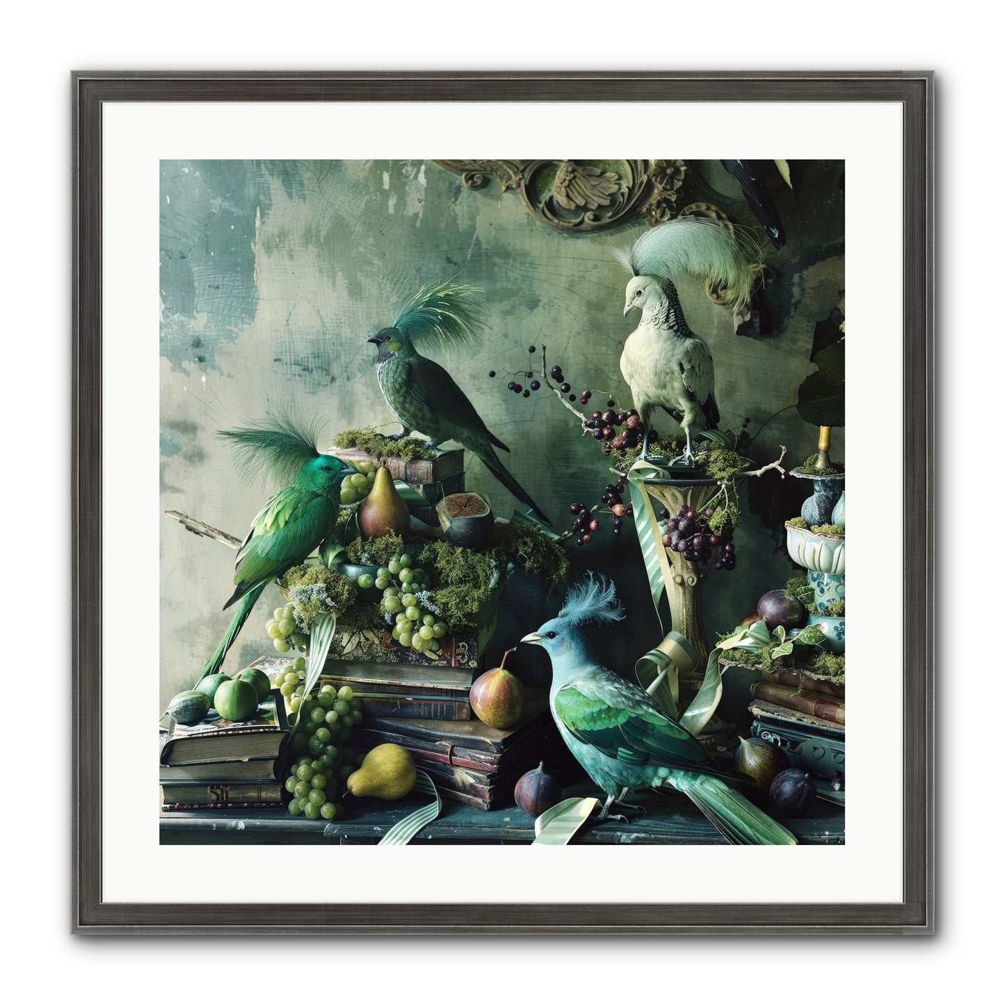 Les Oiseaux Exquis Framed Print - Slimwoods Black/Silver 24x24