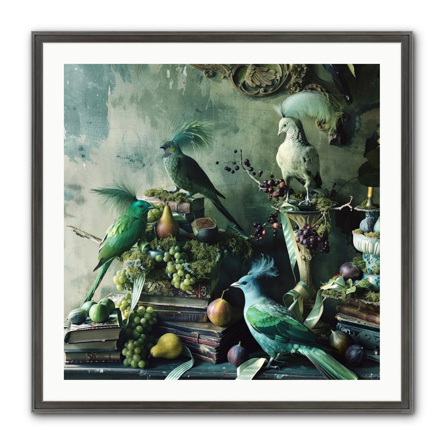 Les Oiseaux Exquis Framed Print - Slimwoods Black/Silver 30x30