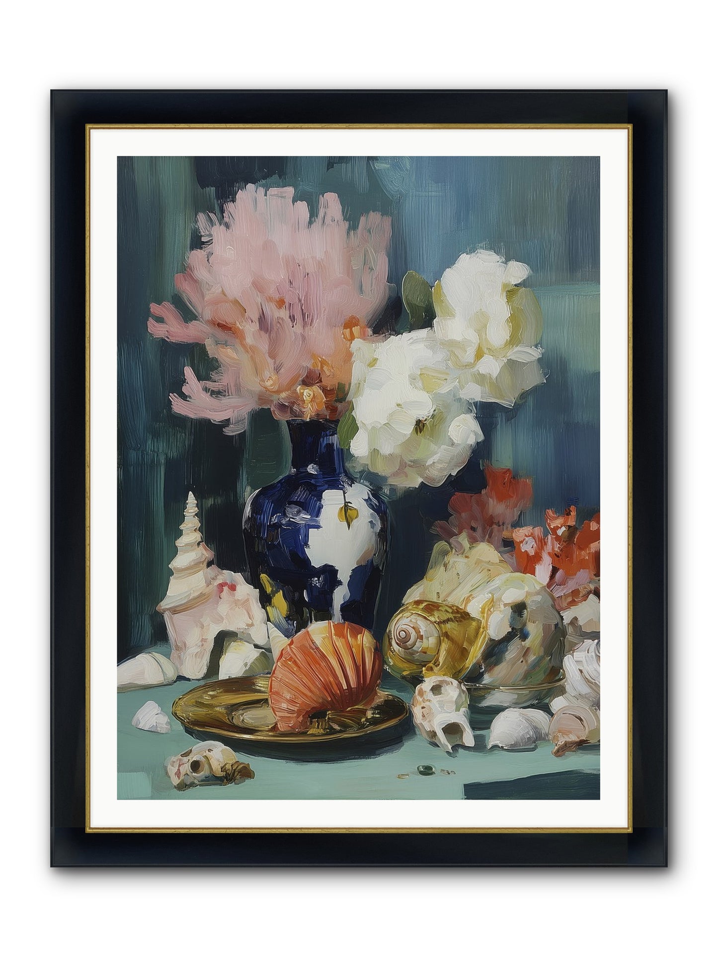Letter To The Sea Framed Print - Wide Black w/Gold 36x48