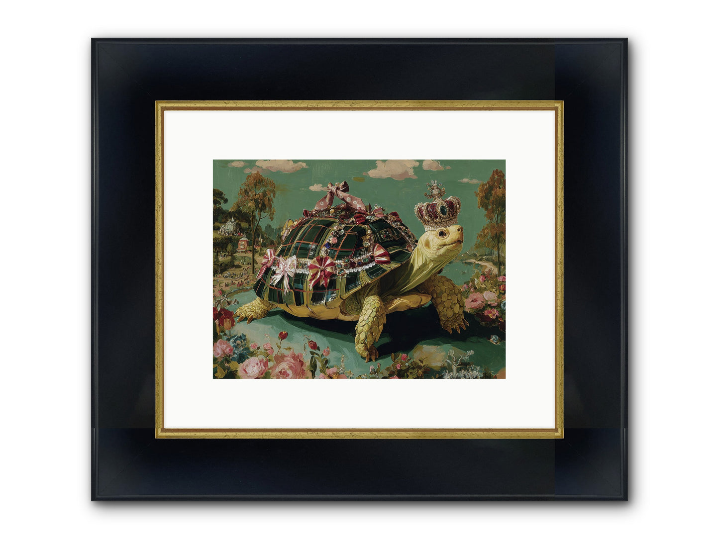 Letters Beyond The Seine Framed Print - Wide Black w/Gold 12x9
