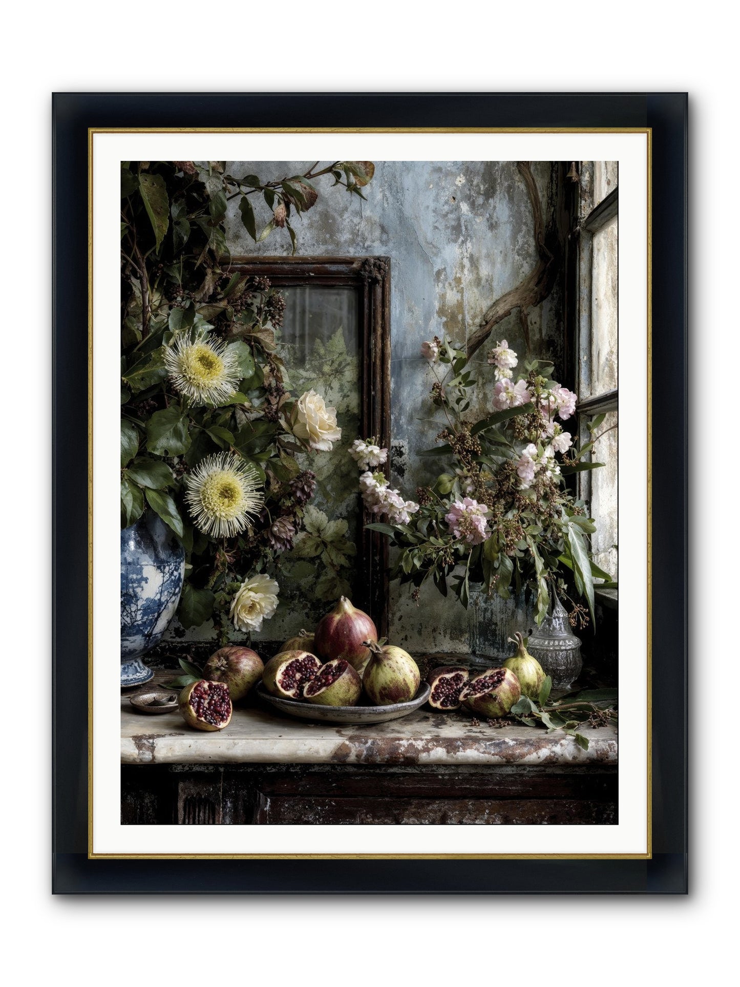 Letters From Paradise Framed Print - Wide Black w/Gold 36x48
