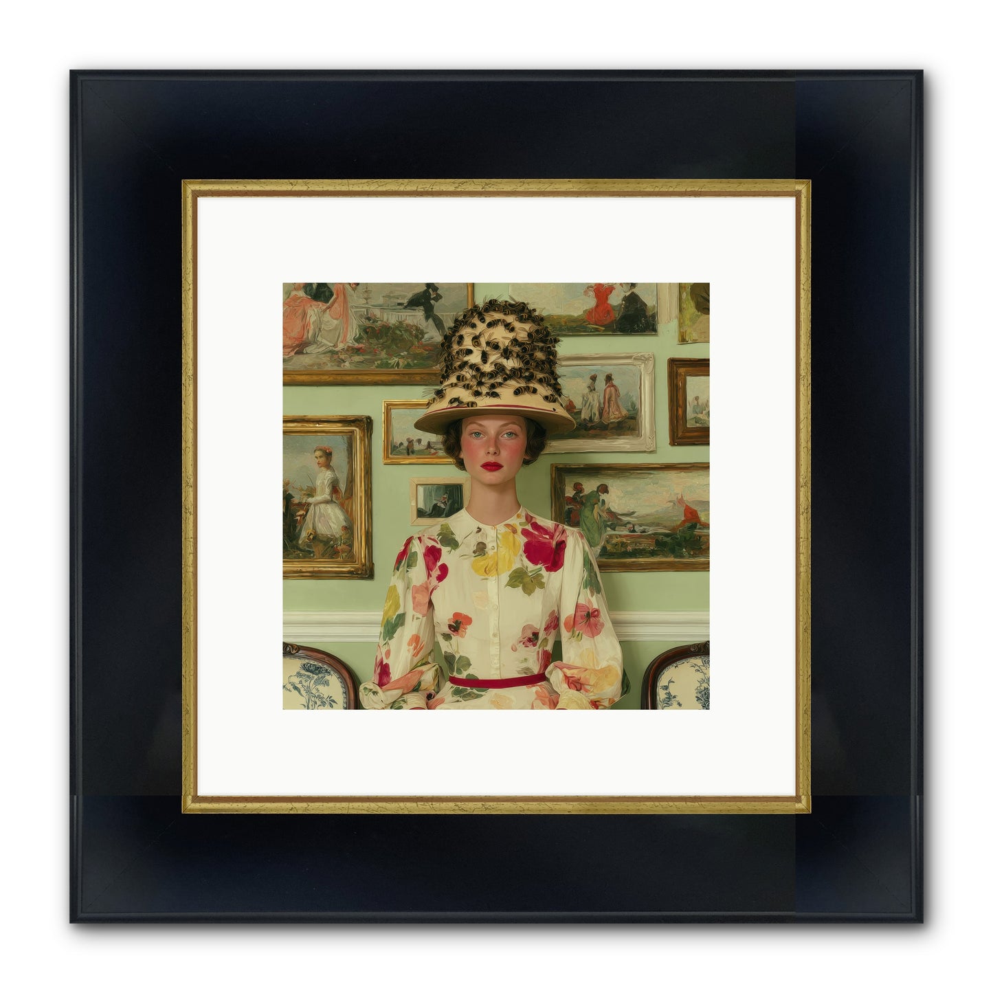 Letters From The Linen District Framed Print - Wide Black w/Gold 10x10